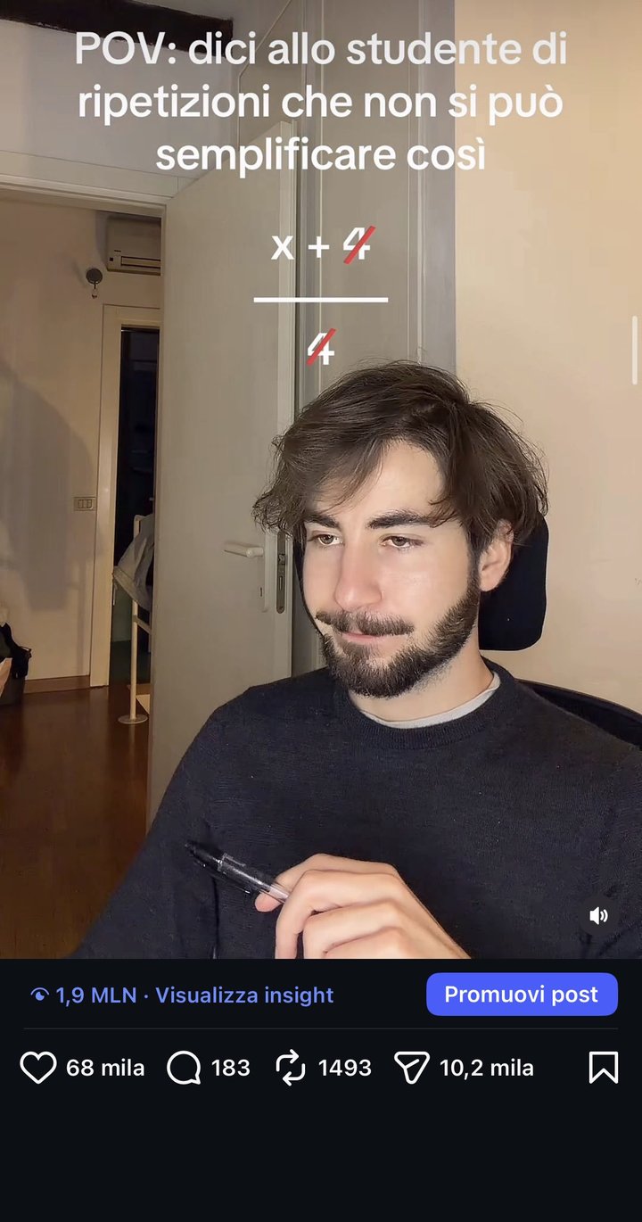 Federico spiega perché non si può semplificare così nelle frazioni. 1,9 milioni di views e 68 mila like